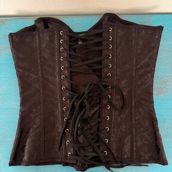Alivila.y Lace-Up Corset With Front Zipper Black & Silver Size M - Picture 6 of 6